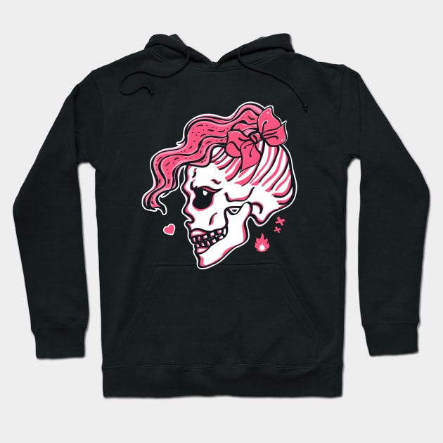 Pink Girl Skull Hoodie by Marina BH